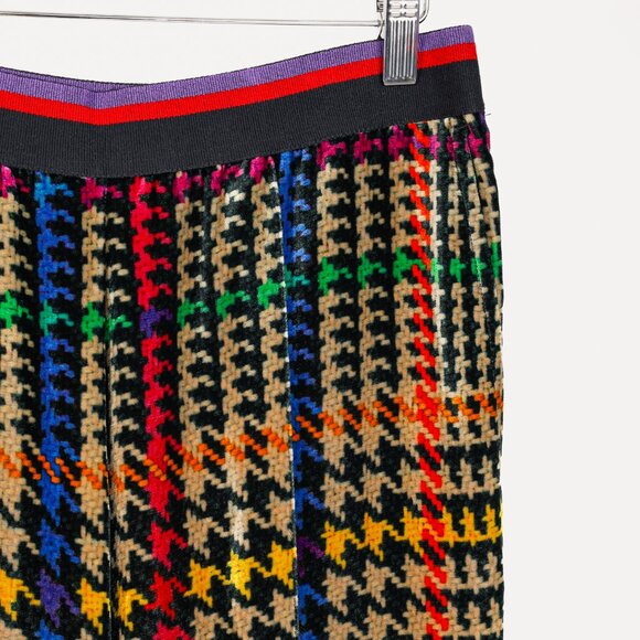 Etro Beige & Black Multicoloured Houndstooth Velvet Pants - Picture 4 of 9